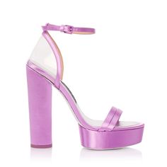 Profile of the Platform Sandal luxury shoes from Jessica Rich in lavender. Purple Platform Sandals For Party, Purple Platform Heels For Party, Purple Platform Sandals, Purple Platform Heels With Synthetic Material, Purple Synthetic Platform Heels, Pink Sale, Blue Sandals, Shoe Organizer, Thick Heels