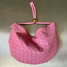 This Item Is In Brand New, Un-Used Condition. Luxury Pink Top Handle Hobo Bag, Designer Pouch Shoulder Bag With Braided Handles, Luxury Hobo Bag With Braided Handles, Luxury Pink Shoulder Bag With Intrecciato Weave, Pink Hobo Bag With Removable Pouch For Evening, Chic Pink Woven Leather Shoulder Bag, Luxury Clutch With Braided Handles, Chic Pink Woven Leather Bags, Bottega Veneta Bags