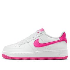 (GS) Nike Air Force 1 'White Laser Fuchsia' FV5948-102 White And Pink Air Force 1, Nike Air Force 1 Pink, Pink Air Force 1, Air Force 1 Pink, Shoes Too Big, Air Force Ones, Nike Air Force 1, Stylish Sneakers, Air Force 1