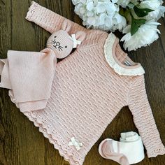 Smoke Free Home Bundling Available Many Knit Dresses In Stock Knitted Baby Dress, White Knit Dress, Knit Baby Dress, Knit Dresses, Baby Knits, 6 Month Baby, Baby Outfit, Baby Knitting Patterns