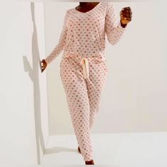 Nwt Soma Brushed Cozy Waffle Jogger Pajama/Lounge Set Color: Falling Star-Pink/Soft Red Size: Small Retail Price: $106 + Tax A New Waffle Texture Gives The Soma Intimates Exclusive Brushed Cozy Waffle Pajama Set A New Twist On Comfort. Made From Brushed Cozy Fabric, The Waffle Design Gives This Set A Thermal Texture That's Lofty And Cozy, Perfect For Winter Relaxing And Sleeping. The Pant, With Jogger Silhouette And Banded Cuffs, Is Finished With A Drawstring Waist Band And Button Trim And Handy Star Print Long Sleeve Sleepwear For Pajama Party, Star Print Long Sleeve Sleepwear For Loungewear, Casual Star Print Sleepwear For Loungewear, Cotton Star Print Sleepwear For Loungewear, Cotton Sleepwear With Star Print, Casual Sleepwear With Star Print For Pajama Party, Casual Sleepwear For Pajama Party With Star Print, Waffle Design, Striped Pajama Pants