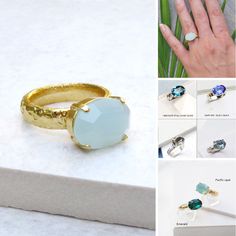 #fashionablering #statementring #goldstatementring #stackingring #gemstonering #chalcedonyring #opalrings #ringsforwomen #aquachalcedony #aquamarinering #goldsolitairering #turquoisestonering #aquaquartzring Oval Aquamarine Crystal Ring With Gemstone, Bohemian Turquoise Opal Cabochon Ring, Turquoise Opal Cabochon Ring, Blue Chalcedony Cabochon Rings, Wide Gold Ring, Aqua Ring, Aqua Chalcedony Ring, Luxury Yellow Gold Turquoise Ring, Oval Cabochon, Swarovski Ring