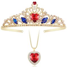 PRICES MAY VARY. Tiara size: approx 6" length ; 5"width ; 2"height (15cm*13*5cm) tiara that fits most women. Classic Design:Made from Zinc alloy,Acrylic, High polished smooth Surface Lightweight Design Makes for the Perfect Combination of Comfort and Style. Style:Red Heart Crown Evie Descendants 4 Crown, Descendants 4 Tiara ,Evie costume,Evie Gold Tiara Red Heart Crown DescendantsEvie Heart Necklace, Red Heart Necklace, t, Evie The Rise of Red, Evie Costume, Evie Cosplay, Queen of Hearts. Makes Descendants Jewelry, Red Heart Crown, Evie Costume, Evie Descendants, Descendants 4, Teen Halloween, Heart Necklace Gold, Halloween Princess, Red Heart Necklace