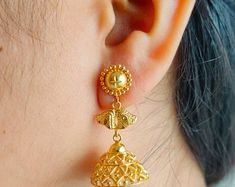 22k Gold Balinese Earrings - Etsy Philippines Elegant 22k Gold Earrings With Latkans, 22k Gold Pierced Earrings For Wedding, Elegant 22k Yellow Gold Jhumkas, Traditional 22k Gold Pierced Jewelry, Traditional 22k Gold Jewelry, Traditional Gold Plug Earrings For Anniversary, Elegant Gold Pierced Jhumkas, Traditional Pierced 22k Gold Earrings, Handmade 22k Gold Earrings For Festive Occasions