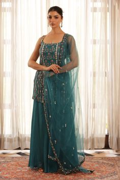 Hand embroidered Chiffon floral Printed straight kurta with pearl hanging details on straps, Flared pants and Net embroidered dupatta Lehenga Suit, Embroidered Chiffon, Chiffon Floral, Embroidered Dupatta, Straight Kurta, Flared Pants, Floral Chiffon, Anarkali, Floral Printed