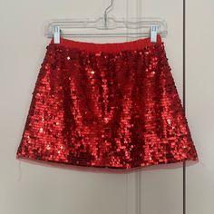 Red Sequin Skirt, Size 8, With Tags From Crewcuts Red Fitted Skort For Party, Red Skort For Summer Party, Red Skirt For Summer Holidays, Red Festive Skirt For Spring, Red Festive Holiday Skirt, Red Holiday Festive Skirt, Fitted Red Skirt For Holiday, Festive Red Holiday Skirt, Red Christmas Party Skirt