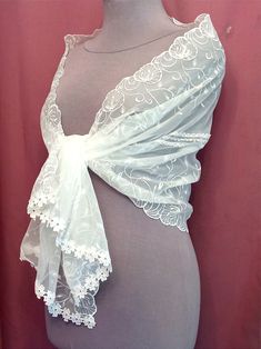 "A chic white wedding cape made of high-quality, slightly elastic fabric. The shrugs shawl is embroidered with silk threads and the hem ends in macramé lace. Bolero, a shawl covering the shoulders of the bride. Scarf measures 58\" x 20\" (150cm x 50cm). Due to the delicate nature of the product, the scarf is a final sale and non-returnable, but if you have any questions, please contact me, I will definitely resolve the issues." Lace Work Dupatta For Wedding, Fitted White Shawl, Elegant Lace Dupatta, Elegant Cream Dupatta For Ceremony, Wedding Lace Shawl Dupatta, Wedding Lace Dupatta Shawl, Lace Dupatta Shawl For Wedding, Fitted Elegant Shawl With Lace Trim, Elegant Fitted Shawl With Lace Trim