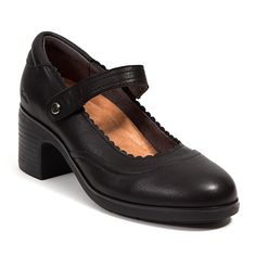 A classic style, elevated. The Vanessa Mary Jane is a charming, feminine shoe that takes you everywhere, from the office to a night out on the town. Featuring a sweet scalloped edge, the leather style features a chunky block heel for added sophistication. The simple strap conceals a hook and loop closure under a decorative button-like stud, creating an elevated look with flexible sizing. Sneaker Heels Wedges, Corporate Goth, 50's Fashion, Feminine Shoes, Tractor Supply, Chunky Block Heels, Mary Jane Heels, Casual Heels, Leather Style