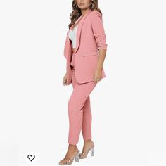 Practically New, Shows No Obvious Signs Of Being Worn Or Washed 68% Cotton, 28% Polyester, 4% Spandex Boyfriend, Solid, Pink, Classic, Straight Leg Cut, Mid Rise Waist Spring Elastane Pantsuit For Office, Spring Office Elastane Pantsuit, Spring Stretch Elastane Pantsuit, Fitted Pink Pantsuit With Pockets, Casual Fitted Pink Pantsuit, Trouser Pants, Mid Rise, Pant Jumpsuit, Straight Leg