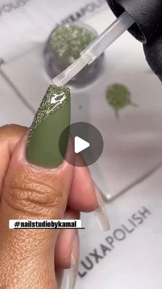 Dnd Nail Design Ideas, Olive Green Leopard Nails, Green Nails Wedding Guest, Autumn Nail Designs Green, Fall Nail Ideas Green, Dark Green Gel Nail Designs, Rinestine Nails Design Simple, Patch Nail Art, Olive Green Marble Nails