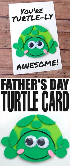 a card that says, you're turtle - y awesome father's day turtle card