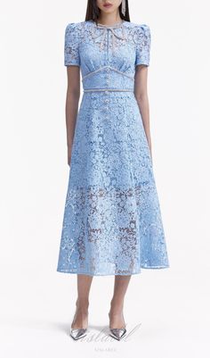 Blue Party Dresses With Delicate Lace, Light Blue Lace Dress For Party, Blue Lace Dress With Lace Bodice, Chic Blue Scalloped Lace Dress, Elegant Blue Dress With Delicate Lace, Blue Lace Dress With Lace Bodice For Wedding, Light Blue Lace Trim Party Dress, Light Blue Lace Trim Dress For Party, Light Blue Lace Dress With Lace Trim For Party