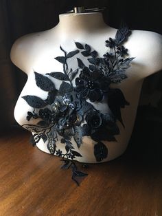 "BLACK embroidery on fine net 3D lace with embroidered flowers and  leaves ... amazing dimension. BLACK sequins add even more.  *About 18\" long by about 9\" wide overall. We now have this in TWO sides, here is the listing for the opposite side: https://www.etsy.com/MaryNotMartha/listing/698640804/black-3d-applique-beaded-and-embroidered?utm_source=Copy&utm_medium=ListingManager&utm_campaign=Share&utm_term=so.lmsm&share_time=1606429474307 More lace, stretch lace, appliques, flowers, leaves and o Embroidered Black Sequin Fabric For Evening, Black Embroidered Sequin Fabric For Evening, Black Embroidered Lace Sequin Fabric, Embroidered Black Sequin Fabric For Wedding, Black Embroidered Sequin Fabric For Wedding, Black Lace Sequin Fabric For Wedding, 3d Applique, Dance Ballet, Lyrical Dance