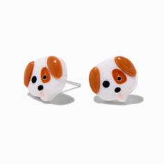 Claire's Sterling Silver Post Puppy Stud Earrings Playful White Nickel-free Earrings, Novelty White Round Earrings, Playful Sterling Silver Earrings, Cute Earrings Studs, Colorful Stud Earrings, Piercing Kit, Cute Stud Earrings, Adorable Puppy, Fashionable Jewelry