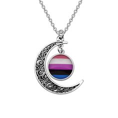 PRICES MAY VARY. ✿Material✿ Gay & Lesbian Pride Gift made of stainless steel, it is lead free and nickel free. Stainless Steel is hypo allergenic, it doesn’t rust, change colour or tarnish. ✿Size✿LGBTQ Crescent Moon charm pendant is 2.0 cm in diameter ,the necklace chain is 45+6 cm in diameter. Manual measuring permissible error .Awesome gifts for couples;Adding the spice of you and your lover and lighting the passion/fire ✿ Pansexual Jewelry ✿REAT GIFTS IDEAS: Perfect gift for your boyfriend/gi Pansexual Jewelry, Pride Jewelry, Pride Necklace, Pride Jewellery, Awesome Gifts, Pride Gifts, Charm Pendant Necklace, Gifts For Your Boyfriend, Moon Charm