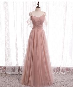 DESCRIPTION Pink A line tulle long prom dress bridesmaid dress Silhouette: A line Fabric: tulle Hemline: floor length Custom made size: Custom made: For custom order, we need the following information inthe order notes when you check out : Bust:______ cm/inch Waist:______ cm/inch Hip:_______cm/inch Shoulder to floor :_______ cm/inch Pink Floor-length Bridesmaid Dress With Sweep Train, Pink Bridesmaid Gown For Prom Season, Pink Sweetheart Neckline Bridesmaid Gown, Pink Floor-length Bridesmaid Evening Dress, Pink Floor-length Bridesmaid Dress For Wedding, Pink Bridesmaid Dress For Prom Season, Elegant Peach Tulle Dresses, Elegant Pink Tulle Bridesmaid Dress, Pink Tulle Bridesmaid Dress For Banquet