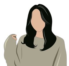 a woman with long black hair wearing a gray sweater and holding her hand up to the side