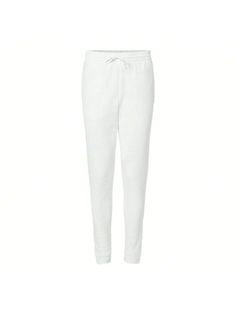 Blanco  Collar  Tela  Pantalones deportivos Embellished No-Elástico White Joggers With Comfort Waistband For Sports, White Fleece Joggers For Streetwear, White Fleece Athleisure Sweatpants, White Relaxed Fit Sweats For Sports, Basic Cotton Sweats With Comfort Waistband, White Cotton Sweatpants For Sports, White Cotton Sweats For Sports, Fitted White Sporty Sweatpants, White Fitted Sporty Sweatpants