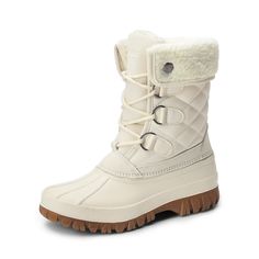 PRICES MAY VARY. Water-Resistant & Durable: These women's winter boots feature a waterproof PVC shell combined with an inner water-resistant treatment. This dual protection ensures you can move with confidence in these water-resistant snow boots, keeping you dry and comfortable in wet conditions without the discomfort of dampness. Lace-Up Design: The lace-up design, combined with a mid-calf boot height of 0.80 inches, makes these duck boots for women easy to wear and adjust for a perfect fit. Th Winter Waterproof Boots Women, New York Winter Boots, Cute Boots For Winter, Duck Boots Outfit Winter, Snow Boots Aesthetic, Winter Boots Aesthetic, Snowy Outfits, Cute Snow Boots, Boots For Women Winter