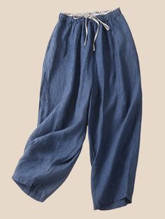 Women's Linen Pant Wide Leg Pants Loose Straight Pants Drawstring Casual Cotton Linen  Pants Non-stretch Bottoms With Drawstring, High Waist Relaxed Fit Solid Color Harem Pants, Summer Sweatpants With Drawstring, Spring Ankle-length Parachute Pants With Drawstring, Drawstring Straight Pants, Spring Sweatpants With Drawstring, Non-stretch High Waist Wide Leg Pants With Drawstring, Baggy Ankle-length Sweatpants For Summer, Straight Harem Pants With Drawstring