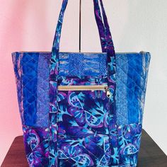 Blue Butterfly Quilted Tote Bag for Women, Quilted Purse, Oversized Tote Bag, Multi-compartment Weekender Bag - Etsy Butterfly Bags, Quilted Purse, Butterfly Quilt, Teacher Tote, Oversized Tote Bag, Quilted Tote Bags, Quilted Purses, Oversized Tote, Tote Bags Handmade