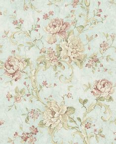 an old wallpaper with flowers and vines on the bottom, in pinks and creams