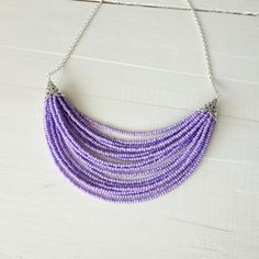 Multi Strand Beaded Necklace, Statement Bib Necklace, Bib Necklaces, Lavender Purple, Bib Necklace, Multi Strand Necklace, Strand Necklace, Multi Strand, How To Make Beads