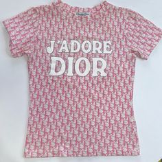 Dior X John Galliano Era 2000s Vintage Pink Girly Monogram Baby Tee J’adore Dior1 Good Condition Size Small Slight Cracking At The Back. See Photo For Details No Missing Rhinestones J Adore Dior, Dior Jadore, Dior Pink, Monogram Baby, Baby Monogram, 2000s Vintage, Trotter, John Galliano, Baby Tee