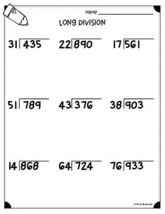 the long division worksheet for students to practice numbers and subtractions