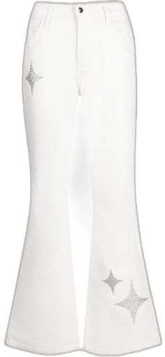 Elegant White Cropped Pants, Elegant White Cropped Leg Pants, Chic Flare Jeans For Summer, Chic Flare Jeans With Flared Hem For Summer, White Stretch Flare Jeans, White Stretch High Waist Flare Jeans, Elegant White Flare Jeans For Spring, Elegant White Stretch Jeans, Elegant Bottoms With Flared Cuffs For Spring