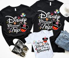 Disney Birthday Trip, Kids Disney Shirts, Disney Names, Disney Birthday Shirt, Matching Family T Shirts, Disney Vacation Shirts, Matching Disney Shirts, Disney Trip Shirts, Ugly Christmas Shirts