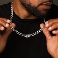 Men's Cuban Link Chain Name Necklace - Stainless Steel Chain Birthstone Earrings Studs, Silver Cuban Link Chain, Stainless Steel Bracelet Men, Mens Silver Necklace, Classic Bracelets, Classic Necklace, Engraved Bracelet, Solid Gold Jewelry, Name Bracelet