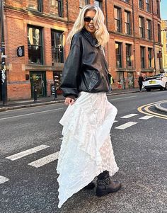 Labelrail x Daisy Birchall textured layered boho maxi skirt in white | ASOS Boho Maxi Skirt, White Maxi Skirt, Boho Layering, White Maxi Skirts, Maxi Skirt Boho, Winter Party Dress, Layered Design, White Maxi