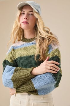 Cozy up in color. This chunky knit sweater features playful pops of color for a unique and eye-catching look. The soft, thick material keeps you warm and comfortable all season long. White Dress Skirt, Bow Sweater, Unique Fall, Cardigan Crop, Chunky Knit Sweater, Trending Boots, Knit Sweaters, Cable Sweater, Chunky Knits Sweater