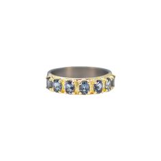 Ring 18k Yellow Gold and Grey Sterling Silver With Oval Blue Spinels Luxury Blue Topaz Rings With Rose Cut Diamonds, Fine Jewelry Blue Topaz Rings With Single Cut Diamonds, Battery Lights, Dream Jewelry, Mixed Metals, Statement Ring, Band Rings, Statement Rings, Yellow Gold