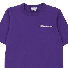 Description:Vintage purple Champion t-shirt, fits small.GENDER: mens CONDITION: good - mark on front as shown.STYLE: t-shirtERA: 1990sCOLOUR: purpleFABRIC: cotton Retro Purple T-shirt With Graphic Print, Purple Logo Print Short Sleeve T-shirt, Purple Short Sleeve T-shirt With Logo Print, Lavender Graphic Print Crew Neck T-shirt, Purple Short Sleeve T-shirt For Streetwear, Purple Cotton T-shirt For Streetwear, Purple Cotton Crew Neck T-shirt, Purple Screen Print T-shirt For Streetwear, 90s Purple T-shirt With Letter Print