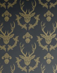 a wallpaper with deer heads on it