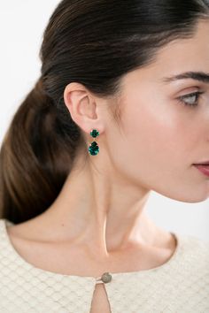 Emerald Classic Earrings Bridal Emerald Green Chandelier Drop - Etsy Emerald Bridal Earrings, Emerald Wedding Earrings, Elegant Crystal Earrings For May Birthstone Party, Elegant May Birthstone Crystal Earrings For Party, Elegant Green Crystal Earrings With Sparkling Stones, Elegant Crystal Earrings For May Birthstone, May Birthstone Earrings For Wedding, Emerald Earrings For Wedding, Elegant Green Crystal Earrings