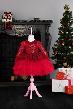 Get Red Tutu Christmas Dress | THA Dressing Festive Red Princess Dress For Dress-up, Fitted Winter Celebration Dress, Red Princess Dress For Christmas Dress-up, Christmas Celebration Dress With Long Sleeves, Long Sleeve Christmas Celebration Dress, Christmas Celebration Long Sleeve Dress, Red Princess Dress For Dress-up Party Season, Long Sleeve Princess Dress For Holiday Party, Red Fitted Dress For Celebration