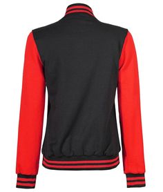 Black and Red Letterman Jacket
Staying warm has never been so stylish. This women’s black and red fleece jacket features a rib-knit collar and button closure, two pockets outside, long sleeves, and a rib-knit cuff. It is perfect for wearing to and from school, in gym class, on the soccer field, or wherever your day takes you! Wear it as a one-piece or with leggings underneath. The lightweight fleece fabric makes this jacket easy to layer without feeling heavy. Black Long Sleeve Varsity Jacket For Work, Winter Varsity Jacket With Contrast Color Long Sleeves, Red Long Sleeve Outerwear With Ribbed Cuffs, Winter Track Jacket With Contrast Color And Long Sleeves, Red Fall Outerwear With Contrast Color, Red Outerwear With Ribbed Cuffs For Fall, Red Outerwear With Contrast Color For Fall, Casual Red Outerwear With Contrast Color, Red Varsity Jacket With Ribbed Cuffs For Fall