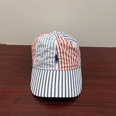 Brand - Ralph Lauren Polo Hat Type - Dad Hat Color - White, Blue & Red Condition- Brand New Gender - Unisex Patriotic White Hat For Summer, White Adjustable Patriotic Baseball Cap, Casual Striped Cap, White Patriotic Baseball Cap With Curved Brim, Patriotic White Baseball Cap With Curved Brim, Casual Multicolor Six-panel Hat, Blue Six-panel Hat For The Beach, White Patriotic Hat With Curved Brim, Blue Six-panel Beach Hat