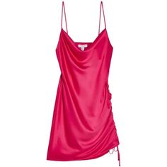 Hot Pink Colored 90s Style Alluring Satin Mini Slip Dress With A Ruched Detailing. Flatteringly Ruched At One Side With Drawstring-Like Self Tie To Adjust The Side Length As You Please. Slips On. Cowl Neck. Spaghetti Straps. Self Tie Drawstring Ruched Detail At Side. Pull On Style With Slip Silhouette. 100% Polyester. Color: Fuchsia Size: 12 (Fits Like 14 According To Brand) Brand New. Never Been Worn, New With Tags! Perfect For A Barbiecore Look! New To Poshmark? Use Referral Code Closet2treasu Spring Satin Dress With Ruched Sides, Pink Party Dress With Drawstring, Pink Drawstring Dress For Party, Yellow Bodycon Dress, Barbie Pink Dress, Concert Attire, Mini Gold Dress, Strappy Mini Dress, Slinky Dress