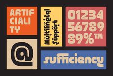 some type of font and numbers that are in different colors, shapes, and sizes