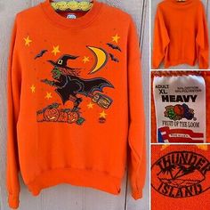 Vintage Halloween Sweatshirt witch pumpkins Thunder Island adult XL 90s | eBay Witch Pumpkins, Paint Sweatshirt, 90s Halloween, Witch Pumpkin, Witch Sweatshirt, Vintage Witch, Halloween Inspo, Pumpkin Witch, Halloween Sweatshirt