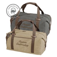 Custom Embroidered Port Authority ® Cotton Canvas Duffel Bag, Personalized Duffel Bag, Custom Travel Travel Embroidered Beige Shoulder Bag, Embroidered Beige Shoulder Bag For Travel, Beige Tote Bag With Embroidered Logo, Beige Shoulder Bag With Embroidered Logo For Everyday Use, Brown Travel Bag With Embroidered Logo, Brown Rectangular Bag With Embroidered Logo, Beige Bags With Embroidered Logo For Daily Use, Rectangular Shoulder Bag With Embroidered Logo For Everyday, Rectangular Shoulder Bag With Embroidered Logo