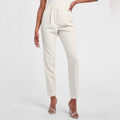 Express High Waisted Pleated Ankle Pant Color Swan (White) Size 10 Short New With Tags Sleek Tailored Ankle Length Pleated Pant Partial Nude Lining Approx Measurements Waist 29.5” Inseam 24” Rise 13” Blouses For Work, Pleated Pant, Pleated Pants, Work Blouse, Ankle Pants, Ankle Length, Pant Jumpsuit, Khaki Pants, Pants For Women