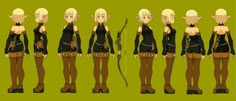 Wakfu Character Sheet, Character Turnaround Female, Turn Around Character Design, Wakfu Evangelyne, Animated Anatomy, رسم كاريكاتير