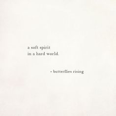 a soft spirit in a hard world - butterflies rising quote on white paper