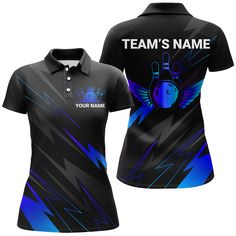 Specially designed for proud bowlers. Let's wear this awesome polo shirt and be bold. ✔️ PERSONALIZED BOWLING POLO - Come with a stylish shirt form and unique design, our polo shirts will make you stand out from the crowd, and show off bowlers’ passion and confidence. Add customization details to make it a unique one that bears your own imprints.✔️ COMFORTABLE & STYLISH - Lightweight and UV-proof fabric bring you absolute comfort in any activities and sports. Moisture-wicking and quick-drying features make this shirt suitable for all weather conditions.✔️ DELICATE DETAILS - 3-button placket and regular fit spread collar form make it easy to put on and ensure durability, our bowling shirts offer maximum comfort wherever you go.✔️ REGULAR FIT WOMEN - Our polo shirts are ideal for women bowle Sports Collared Top With Team Name, Team Spirit Black Polo Shirt For Golf, Black Team Spirit Polo Shirt For Golf, Blue Sports Polo Shirt With Sublimation Print, Blue Polo Shirt With Sublimation Print For Sports, Sporty Graphic Print Polo Shirt For Team Events, Team-colored Polo Shirt With Graphic Print For Team Events, Sports Graphic Print Collared Polo Shirt, Collared Graphic Print Polo Shirt For Sports