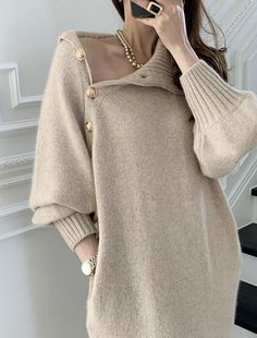 LINDA KNITTED DRESS Turtleneck Lantern Sleeves Buttoned decoration Ankle-Length Soft knit, pleasant to the skin SIZE BUST WAIST (ELASTIC) LENGTH SLEEVE S cm 96 60 - 66 103 62 inches 37.8 23.6 - 26 40.6 24.4 M cm 100 64 - 70 104 63 inches 39.4 25.2 - 27.6 40.9 24.8 L cm 104 68 - 74 105 64 inches 40.9 26.8 - 29.1 41.3 25.2 XL cm 108 72 - 78 106 65 inches 42.5 28.3 - 30.7 41.7 25.6 CARE INSTRUCTIONS: Don't Bleach, Don't dry clean, Don't iron, for better washing results use hand-wash in water temper Knitted Winter Dress, Winter Turtleneck, Lantern Sleeve Sweater, Sweater Dress Oversized, Belted Sweater, Long Knitted Dress, Crop Top Sweatshirt, Winter Party Dress, Sweater Dress Women